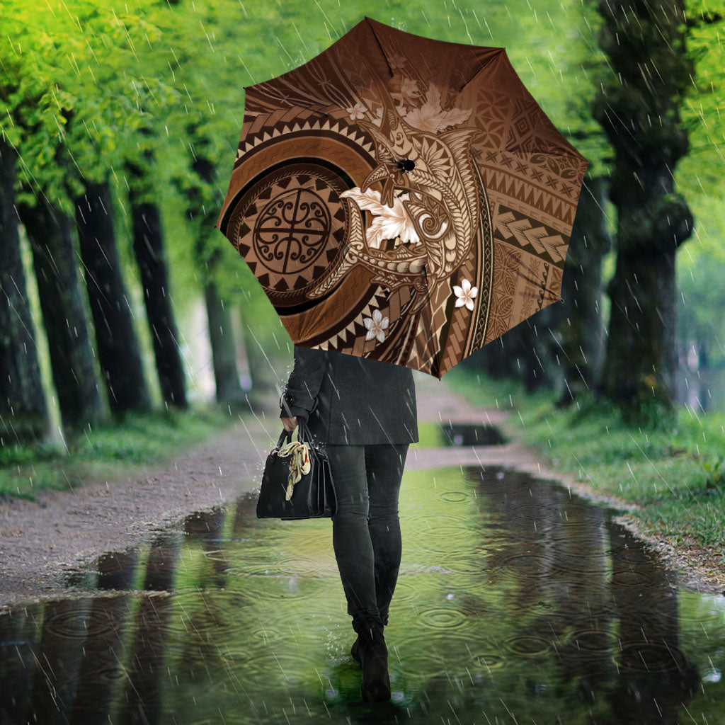 Samoa Tatau Marlin Umbrella With Siapo Motifs Brown
