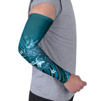Samoa Tatau Marlin Arm Sleeves With Siapo Motifs Teal