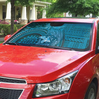 Samoa Tatau Marlin Auto Sun Shade With Siapo Motifs Teal