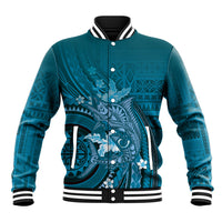 Samoa Tatau Marlin Baseball Jacket With Siapo Motifs Teal