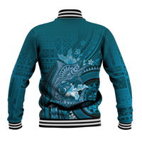 Samoa Tatau Marlin Baseball Jacket With Siapo Motifs Teal