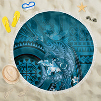 Samoa Tatau Marlin Beach Blanket With Siapo Motifs Teal