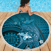 Samoa Tatau Marlin Beach Blanket With Siapo Motifs Teal