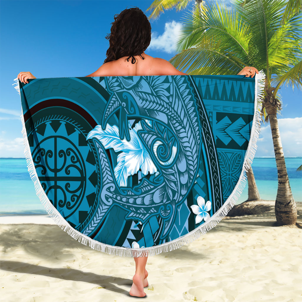 Samoa Tatau Marlin Beach Blanket With Siapo Motifs Teal