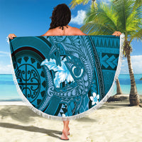 Samoa Tatau Marlin Beach Blanket With Siapo Motifs Teal