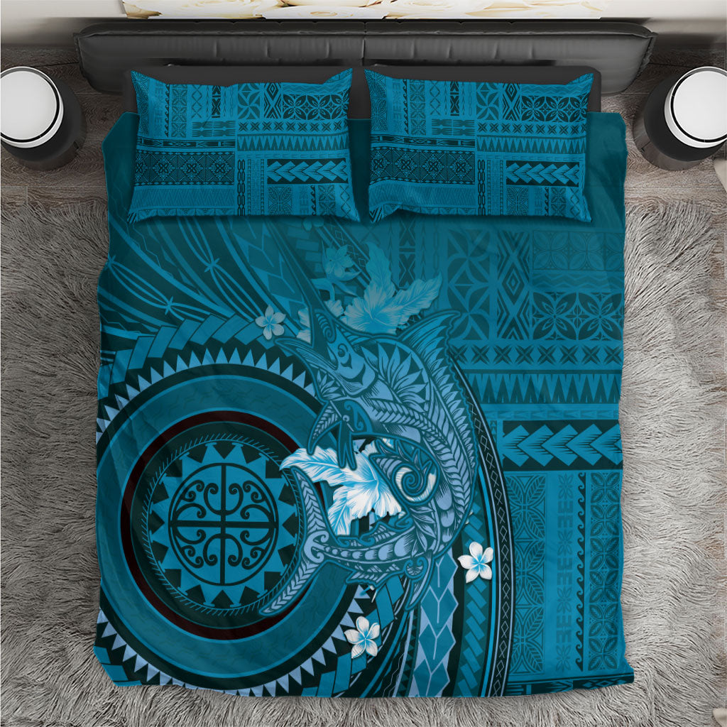 Samoa Tatau Marlin Bedding Set With Siapo Motifs Teal