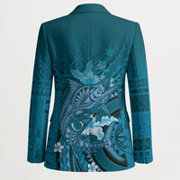 Samoa Tatau Marlin Blazer With Siapo Motifs Teal