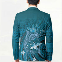 Samoa Tatau Marlin Blazer With Siapo Motifs Teal
