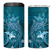 Samoa Tatau Marlin 4 in 1 Can Cooler Tumbler With Siapo Motifs Teal LT05 One Size: 16 oz Teal - Polynesian Pride