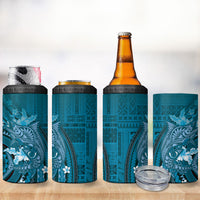 Samoa Tatau Marlin 4 in 1 Can Cooler Tumbler With Siapo Motifs Teal LT05 - Polynesian Pride