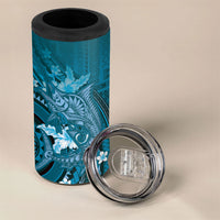 Samoa Tatau Marlin 4 in 1 Can Cooler Tumbler With Siapo Motifs Teal LT05 - Polynesian Pride