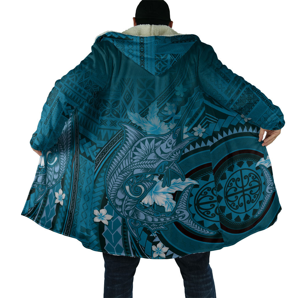 Samoa Tatau Marlin Cloak With Siapo Motifs Teal