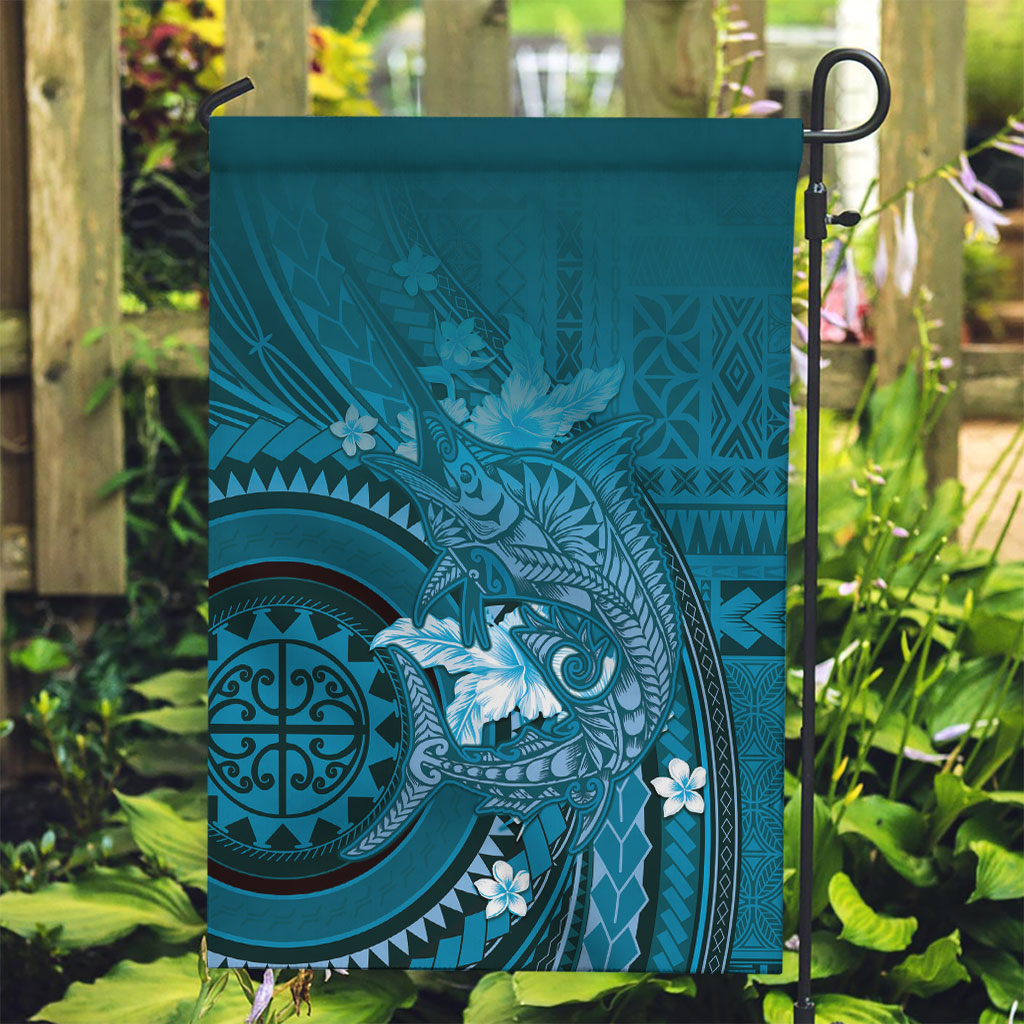 Samoa Tatau Marlin Garden Flag With Siapo Motifs Teal