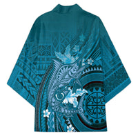 Samoa Tatau Marlin Kimono With Siapo Motifs Teal