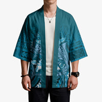 Samoa Tatau Marlin Kimono With Siapo Motifs Teal