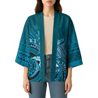 Samoa Tatau Marlin Kimono With Siapo Motifs Teal