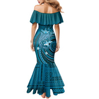 Samoa Tatau Marlin Mermaid Dress With Siapo Motifs Teal