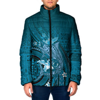 Samoa Tatau Marlin Padded Jacket With Siapo Motifs Teal