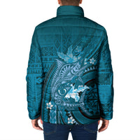 Samoa Tatau Marlin Padded Jacket With Siapo Motifs Teal