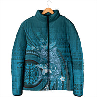 Samoa Tatau Marlin Padded Jacket With Siapo Motifs Teal