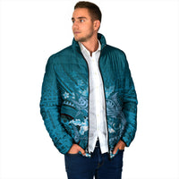 Samoa Tatau Marlin Padded Jacket With Siapo Motifs Teal