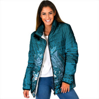 Samoa Tatau Marlin Padded Jacket With Siapo Motifs Teal