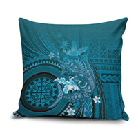 Samoa Tatau Marlin Pillow Cover With Siapo Motifs Teal