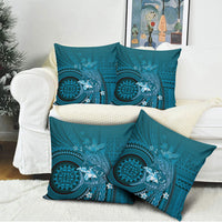 Samoa Tatau Marlin Pillow Cover With Siapo Motifs Teal