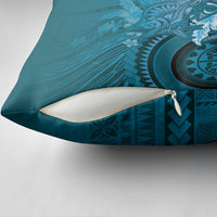 Samoa Tatau Marlin Pillow Cover With Siapo Motifs Teal