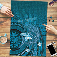 Samoa Tatau Marlin Puzzle With Siapo Motifs Teal
