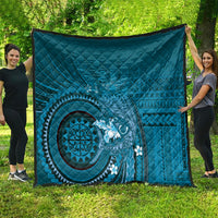 Samoa Tatau Marlin Quilt With Siapo Motifs Teal