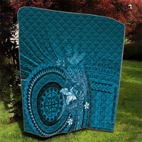 Samoa Tatau Marlin Quilt With Siapo Motifs Teal