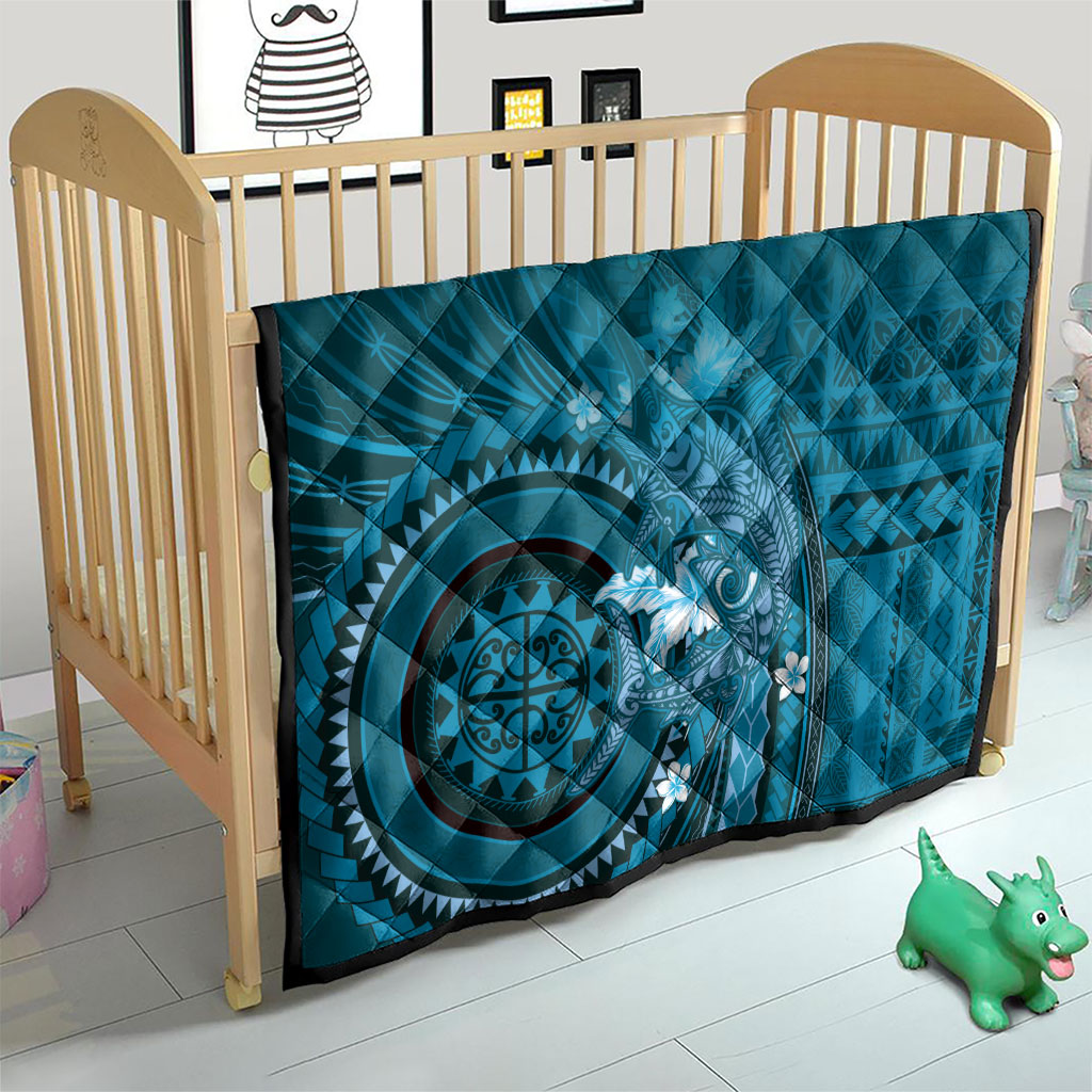 Samoa Tatau Marlin Quilt With Siapo Motifs Teal