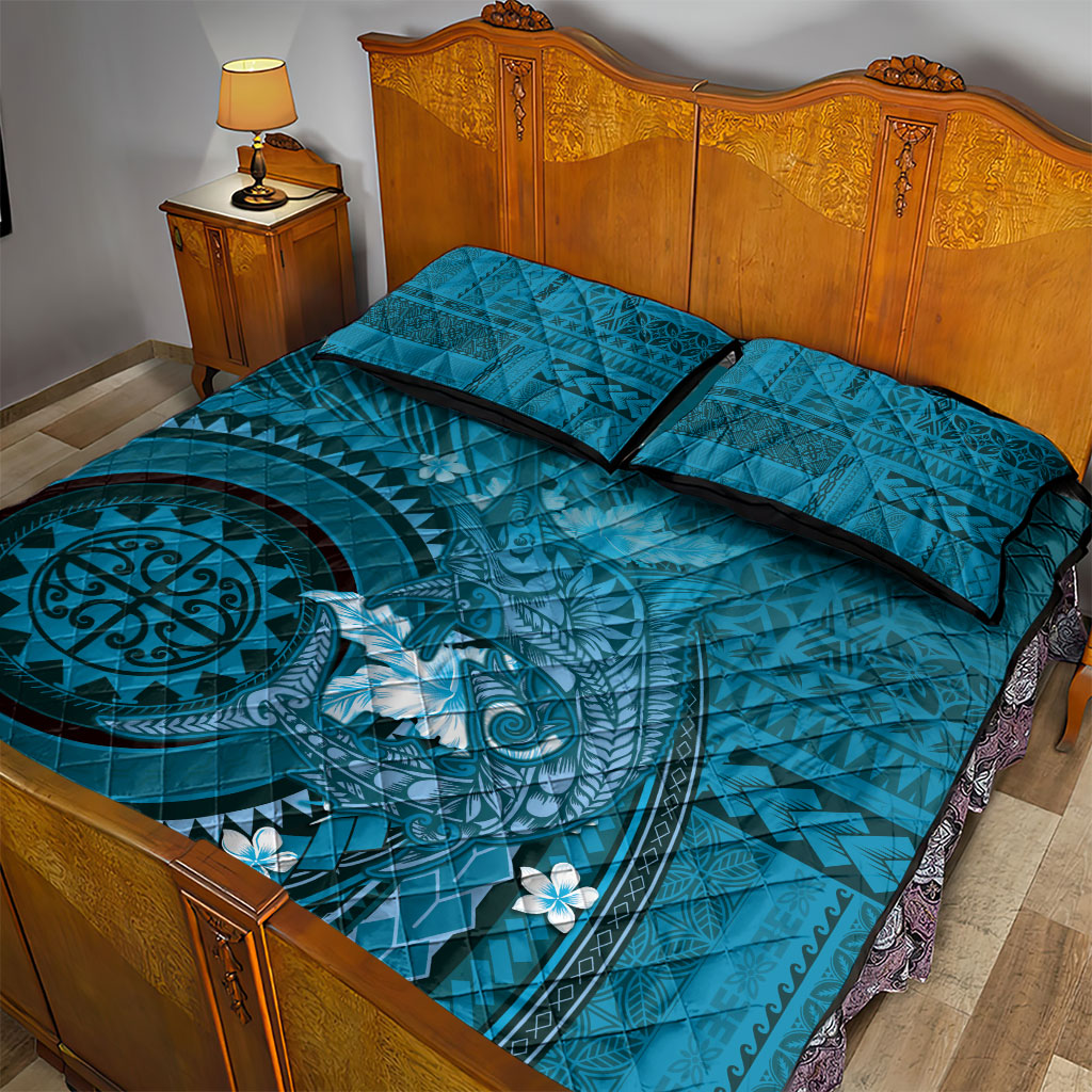 Samoa Tatau Marlin Quilt Bed Set With Siapo Motifs Teal