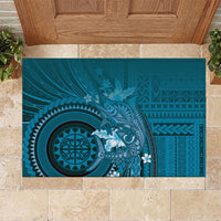 Samoa Tatau Marlin Rubber Doormat With Siapo Motifs Teal