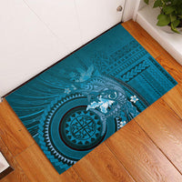 Samoa Tatau Marlin Rubber Doormat With Siapo Motifs Teal