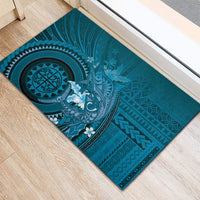 Samoa Tatau Marlin Rubber Doormat With Siapo Motifs Teal
