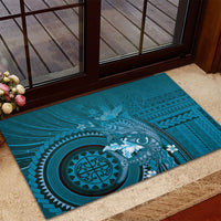 Samoa Tatau Marlin Rubber Doormat With Siapo Motifs Teal
