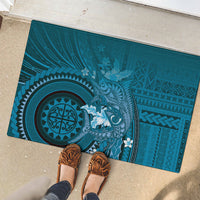 Samoa Tatau Marlin Rubber Doormat With Siapo Motifs Teal