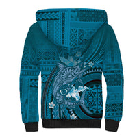 Samoa Tatau Marlin Sherpa Hoodie With Siapo Motifs Teal LT05 - Polynesian Pride