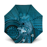 Samoa Tatau Marlin Umbrella With Siapo Motifs Teal