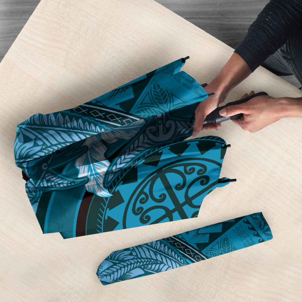 Samoa Tatau Marlin Umbrella With Siapo Motifs Teal