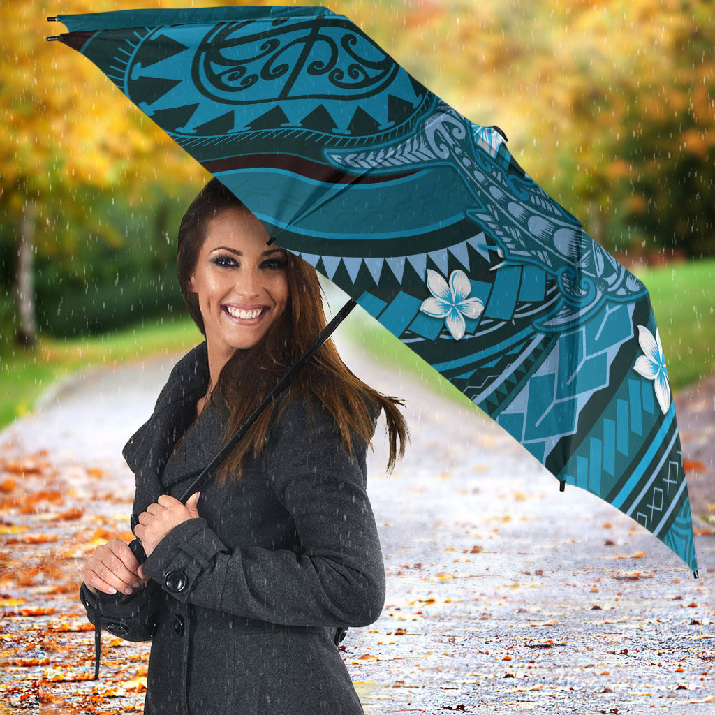 Samoa Tatau Marlin Umbrella With Siapo Motifs Teal
