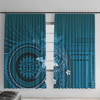 Samoa Tatau Marlin Window Curtain With Siapo Motifs Teal