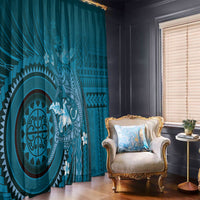 Samoa Tatau Marlin Window Curtain With Siapo Motifs Teal