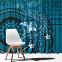 Samoa Tatau Marlin Window Curtain With Siapo Motifs Teal