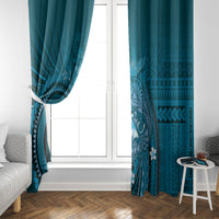 Samoa Tatau Marlin Window Curtain With Siapo Motifs Teal