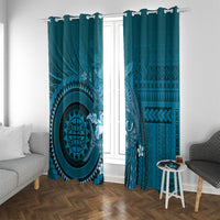 Samoa Tatau Marlin Window Curtain With Siapo Motifs Teal