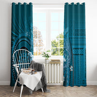 Samoa Tatau Marlin Window Curtain With Siapo Motifs Teal
