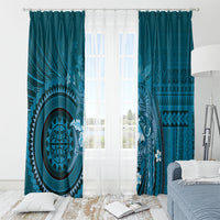 Samoa Tatau Marlin Window Curtain With Siapo Motifs Teal